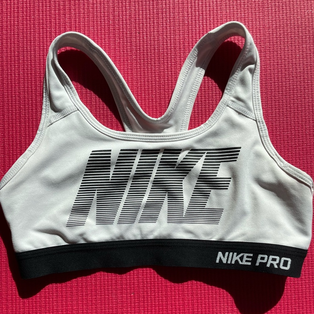 Nike Pro White Sports Bra (Size Small)